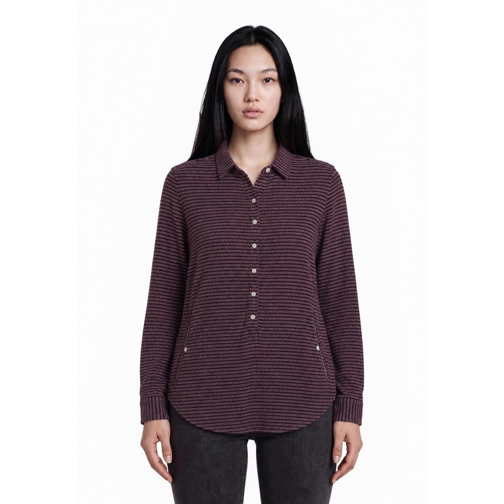 Toad&Co Tunic Top Sweater Women's Size Small Burgundy Striped Organic Cotton
